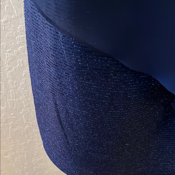 JCPenney Navy Blue Midi Dress with Embellished beaded Shoulders‎ - Picture 5 of 10